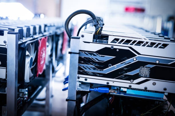 Electronic miner from a cryptocurrency industry. Bitcoin mining. IT hardware.